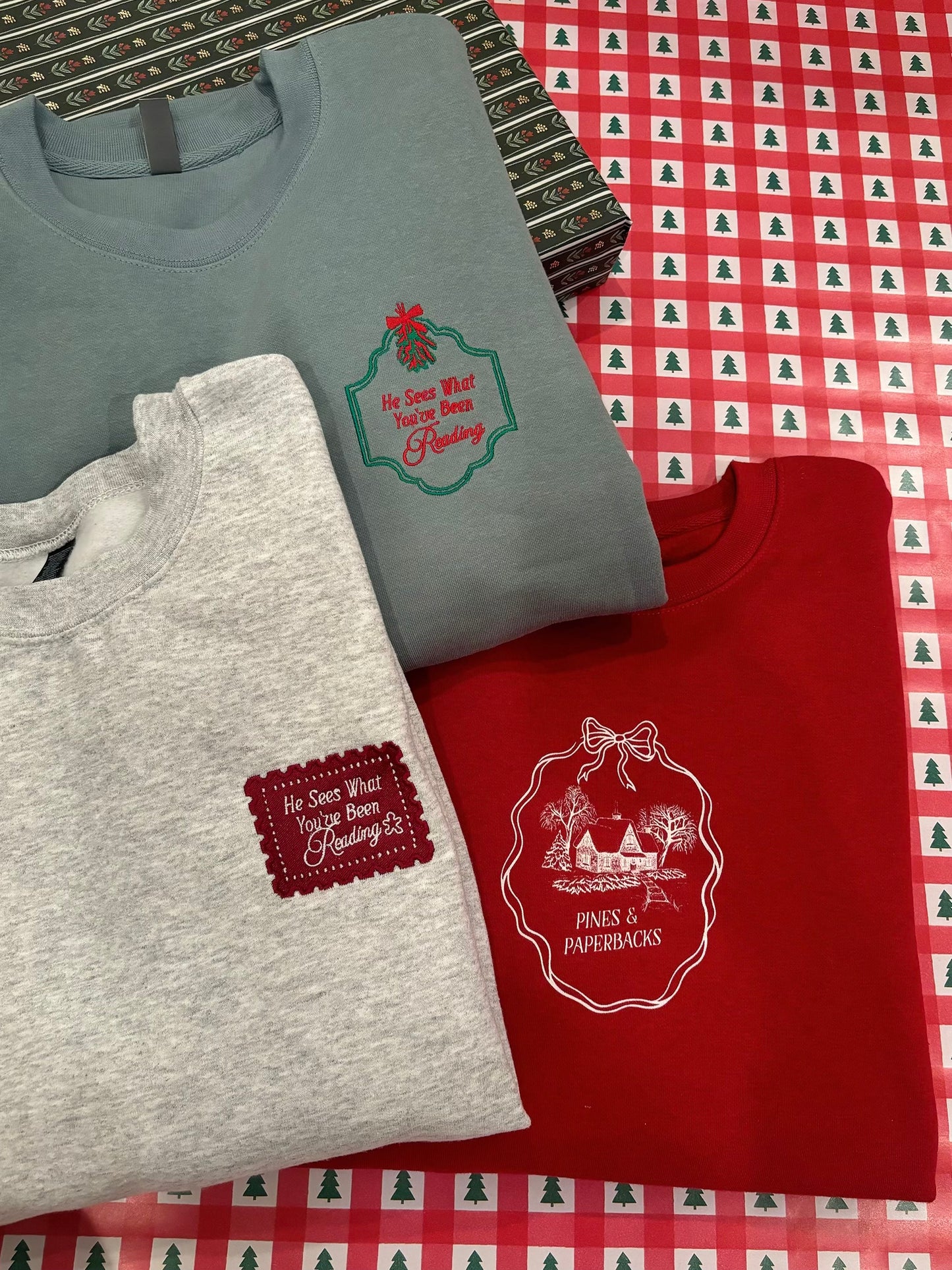 He Sees What You’ve Been Reading — Mistletoe Crew THRIFT