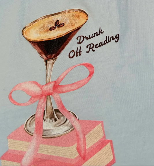 Drunk Off Reading Tee- Chambray